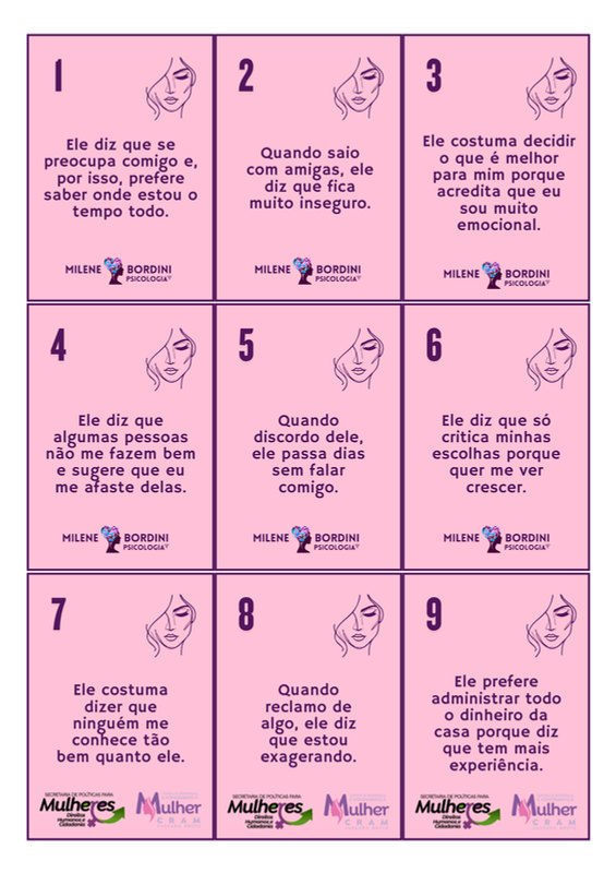Cartas sobre sinais de relacionamentos abusivos